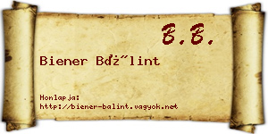 Biener Bálint névjegykártya